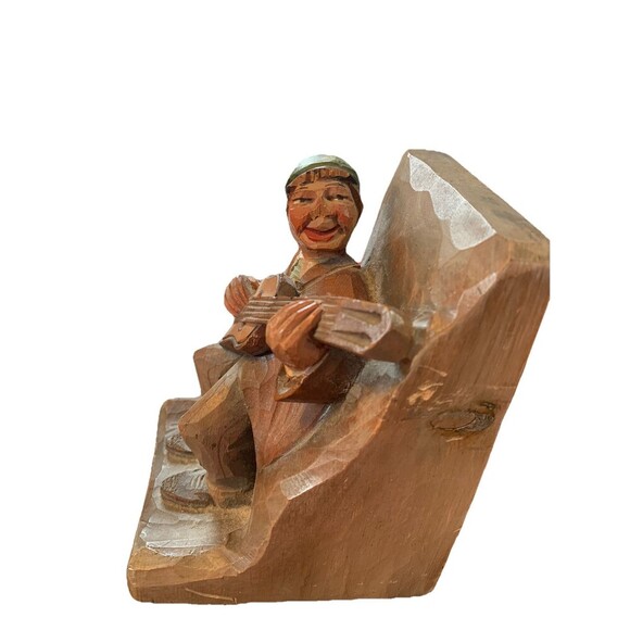 ANRI Wood Carved  6" Bookends Musicians Italy 1850’s - Picture 5 of 11